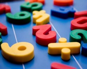 Picture of colourful numbers on table