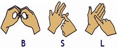 Image of finger placement to sign BSL